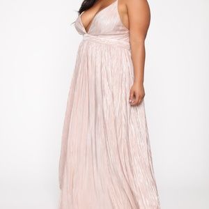 Pleated Maxi Dress - Champagne fashion nova
